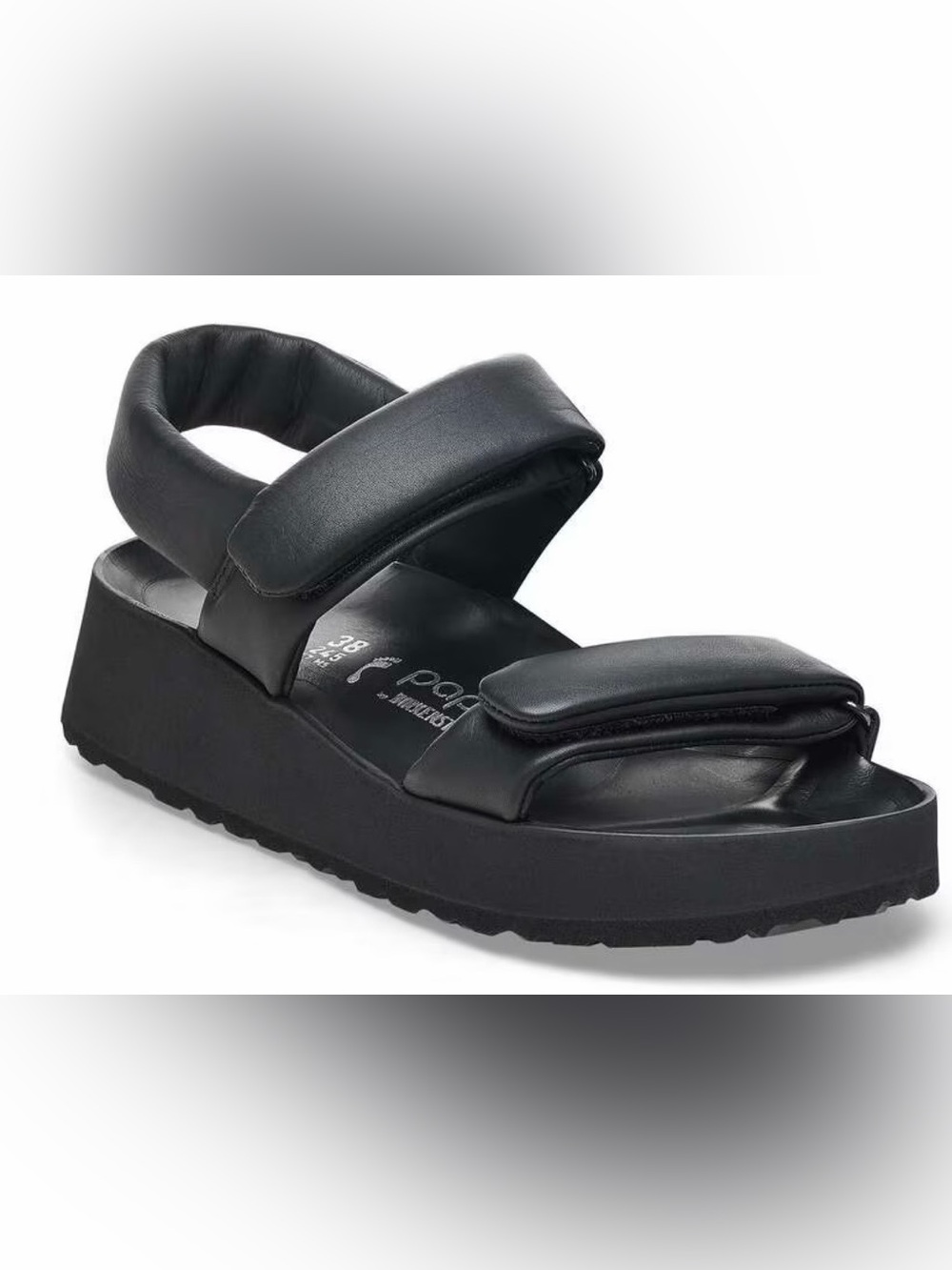 Papillio by Birkenstock Theda Platform Sandals Black Leather EU 38 US 7.5-8